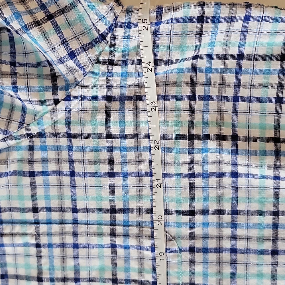 U.S. Polo Assn Men’s Plaid Button‑Down Shirt Blue White Gray Short Sleeve Sze 2X - Picture 8 of 10